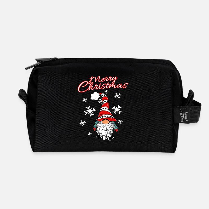 Wichtel Weihnachts Gnom - Recycelte Kulturtasche - Schwarz