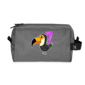 7 Jahre alt - 7. Geburtstag - Tukan Vogel Motiv - Recycelte Kulturtasche - Anthrazit - Vorne