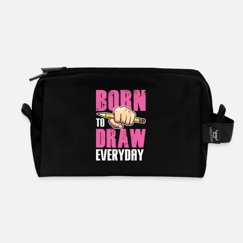 Born to Draw - Recycelte Kulturtasche - Schwarz