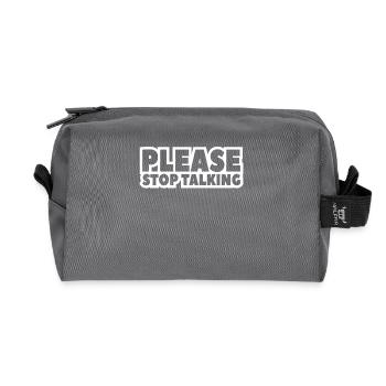 please stop talking - Recycled Toiletry Zip Bag - anthracite - Front