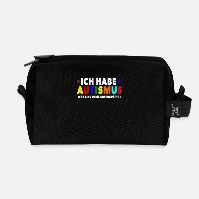 Ich bin Autist Was sind deine Autismus - Recycelte Kulturtasche - Schwarz