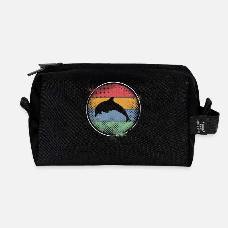 Delfin - Recycelte Kulturtasche - Schwarz