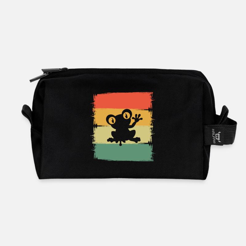 Frosch - Recycelte Kulturtasche - Schwarz