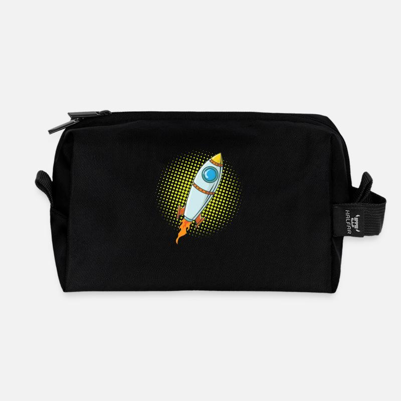 Mond Rakete Raumschiff Comic Flugkörper - Recycelte Kulturtasche - Schwarz