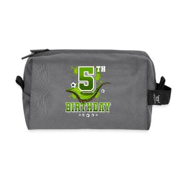 5th birthday football 5 years - Recycled Toiletry Zip Bag - anthracite - Front
