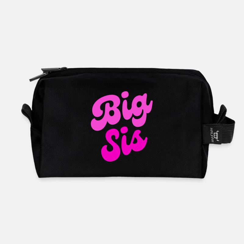 Big sis, Grosse Schwester - Recycelte Kulturtasche - Schwarz