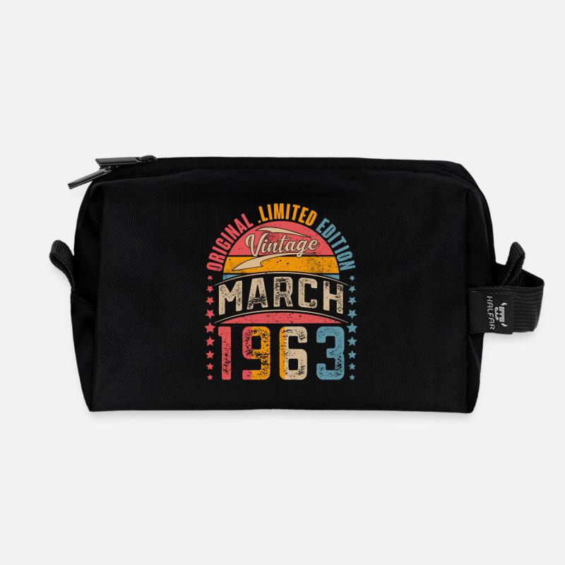 1963 Geburtsjahr März Geburtstag - Recycelte Kulturtasche - Schwarz