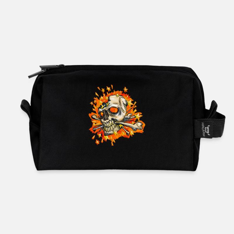 exploding skull - Recycled Toiletry Zip Bag - black