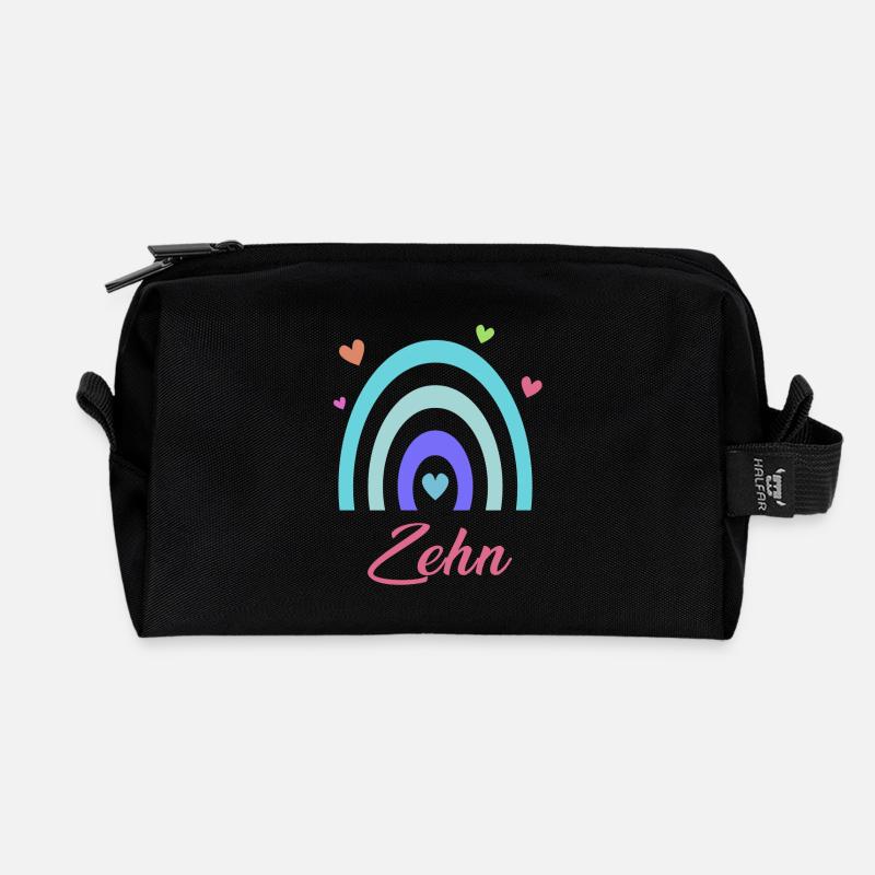 10. Geburtstag Regenbogen - Recycelte Kulturtasche - Schwarz
