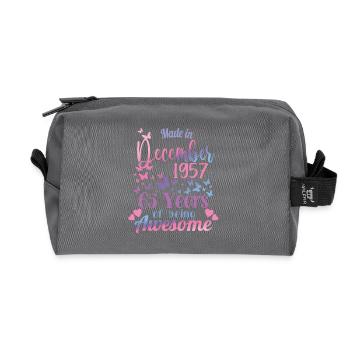 65th Birthday December 1957 Women 65 Years Old - Recycled Toiletry Zip Bag - anthracite - Front