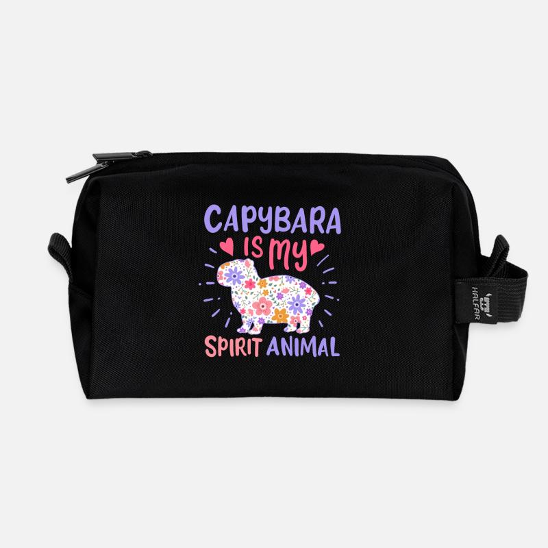 Capybara Krafttier - Recycelte Kulturtasche - Schwarz