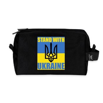 Stand With Ukraine Flag Trident Support Jersey - Recycled Toiletry Zip Bag - black - Front