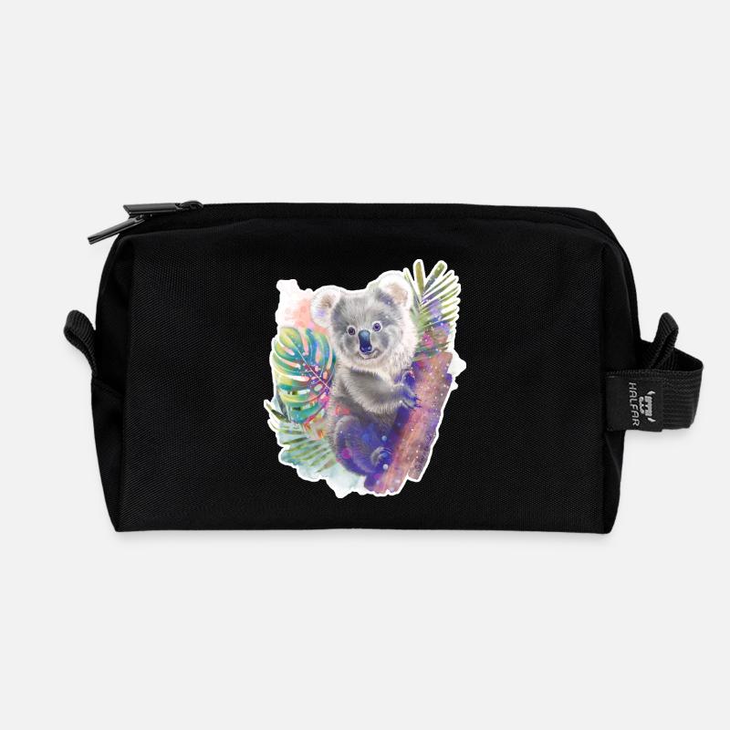 Koala | Koala bear - Recycled Toiletry Zip Bag - black