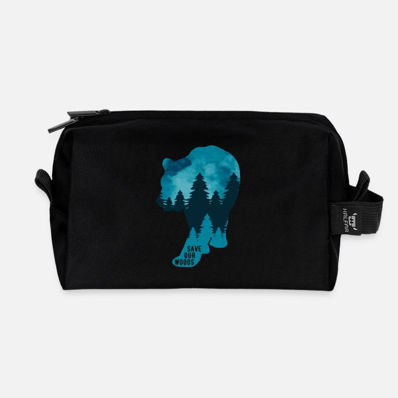 Klimawandel Umweltschutz Bär Grizzly Nachhaltig - Recycelte Kulturtasche - Schwarz