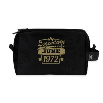 Vintage 1972 Birthday Sayings June - Recycled Toiletry Zip Bag - black - Front