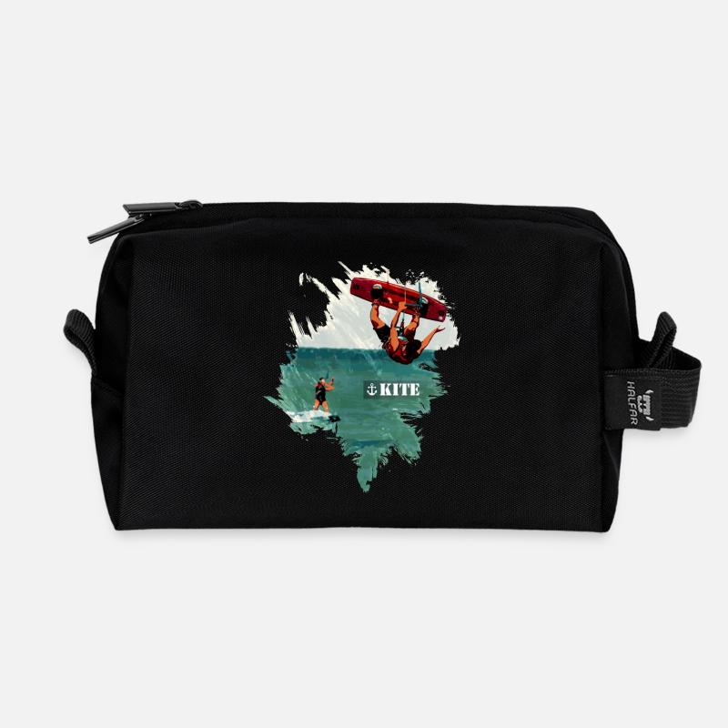 Kite Boarding | Kiting | Kite Surfing - Recycled Toiletry Zip Bag - black