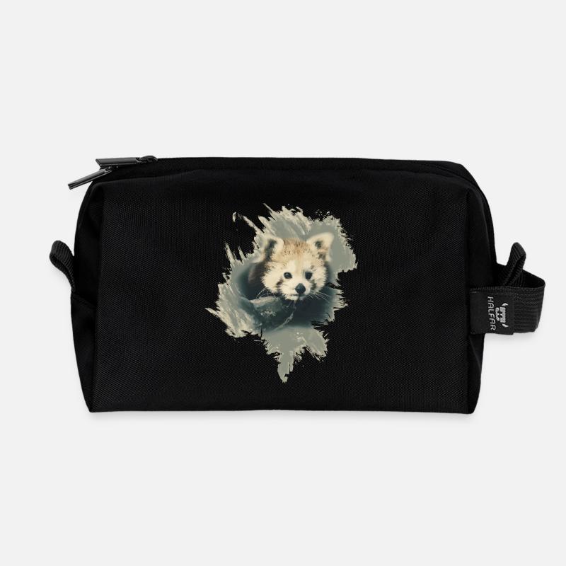 Roter Panda - Recycelte Kulturtasche - Schwarz