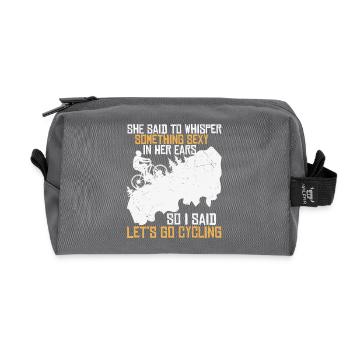 Cycling flirt on the mountain - Recycled Toiletry Zip Bag - anthracite - Front