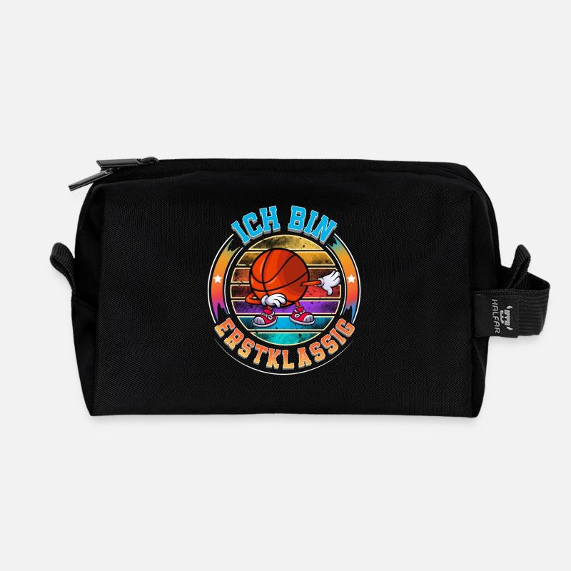 Ich Bin Erstklassig Einschulung Basketball - Recycelte Kulturtasche - Schwarz