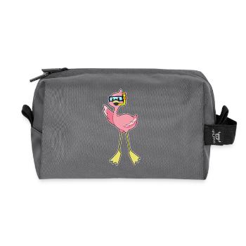 Flamingo Taucher Schnorchel Tauchen - Recycelte Kulturtasche - Anthrazit - Vorne