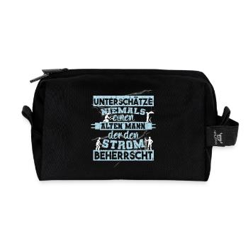 Unterschätze niemals einen ALTEN MANN der Strom - Recycelte Kulturtasche - Schwarz - Vorne
