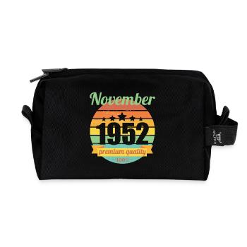 Born November 1952 70 years 70s 70th birthday - Recycled Toiletry Zip Bag - black - Front