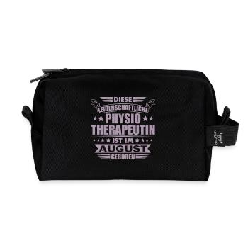 Physiotherapeutin August Geburtstag Geschenkideen - Recycelte Kulturtasche - Schwarz - Vorne