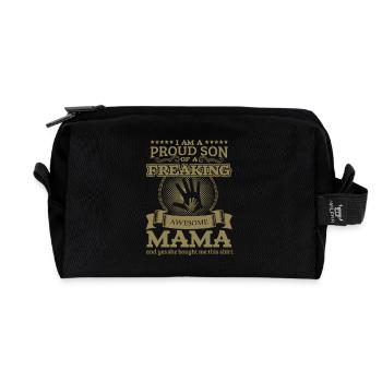 Familie Mama Sohn Tshirt - Recycelte Kulturtasche - Schwarz - Vorne