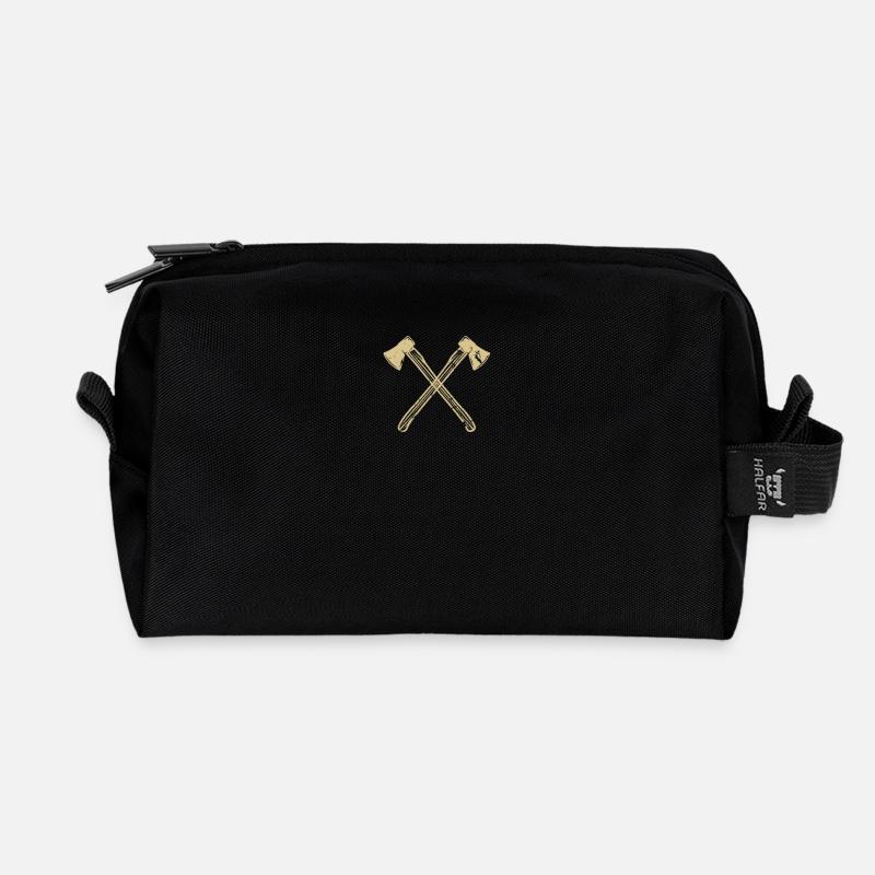 Axt gekreuzte Äxte - Recycelte Kulturtasche - Schwarz
