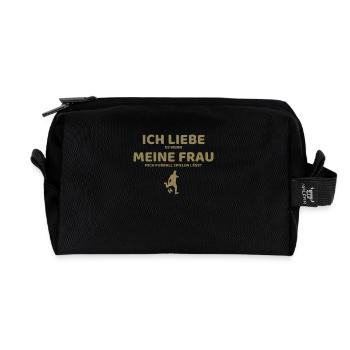 fußball ich liebe meine frau - Recycelte Kulturtasche - Schwarz - Vorne