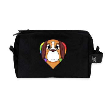 St. Bernard Dog Rainbow Heart - Recycled Toiletry Zip Bag - black - Front