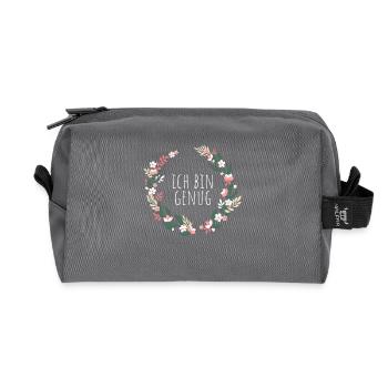 Ich Bin Genug I Am Enough Affirmation Achtsamkeit - Recycelte Kulturtasche - Anthrazit - Vorne
