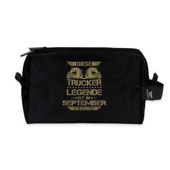 LKW Fahrer September Geburtstag Trucker Fernfahrer - Recycelte Kulturtasche - Schwarz - Vorne