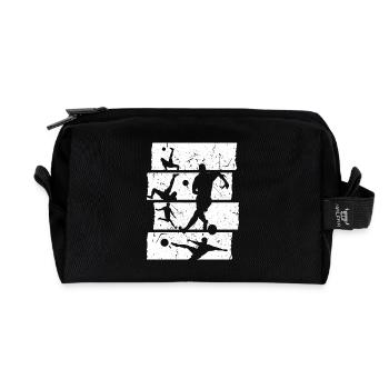 T-Shirt de football rétro vintage joueur de football - Trousse de toilette en tissu recyclé - noir - Devant