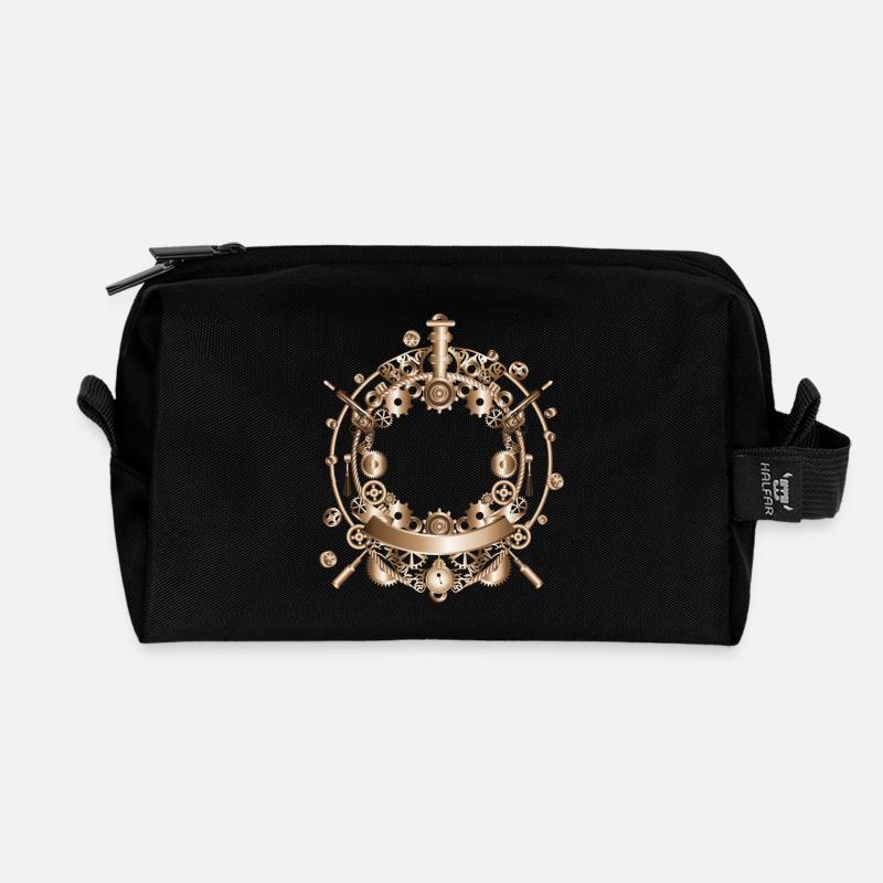 Steampunk Rahmen im Dampfmaschinen Look - Recycelte Kulturtasche - Schwarz