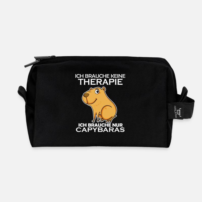 Capybara Wasserschwein - Recycelte Kulturtasche - Schwarz