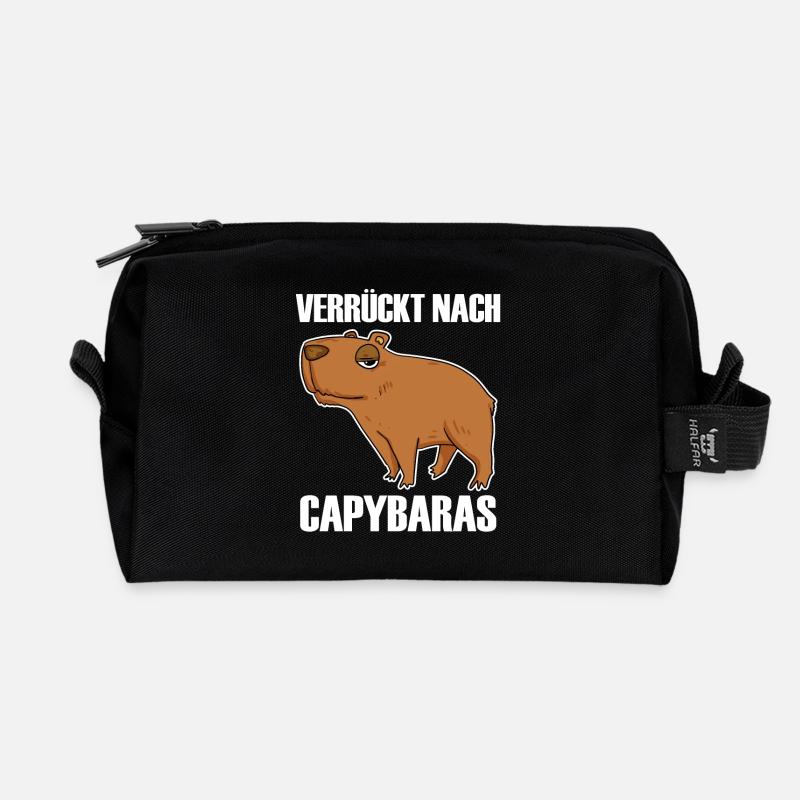 Capybara Wasserschwein - Recycelte Kulturtasche - Schwarz