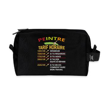 Tarif horaire peintre cadeau pour peintres - Trousse de toilette en tissu recyclé - noir - Devant