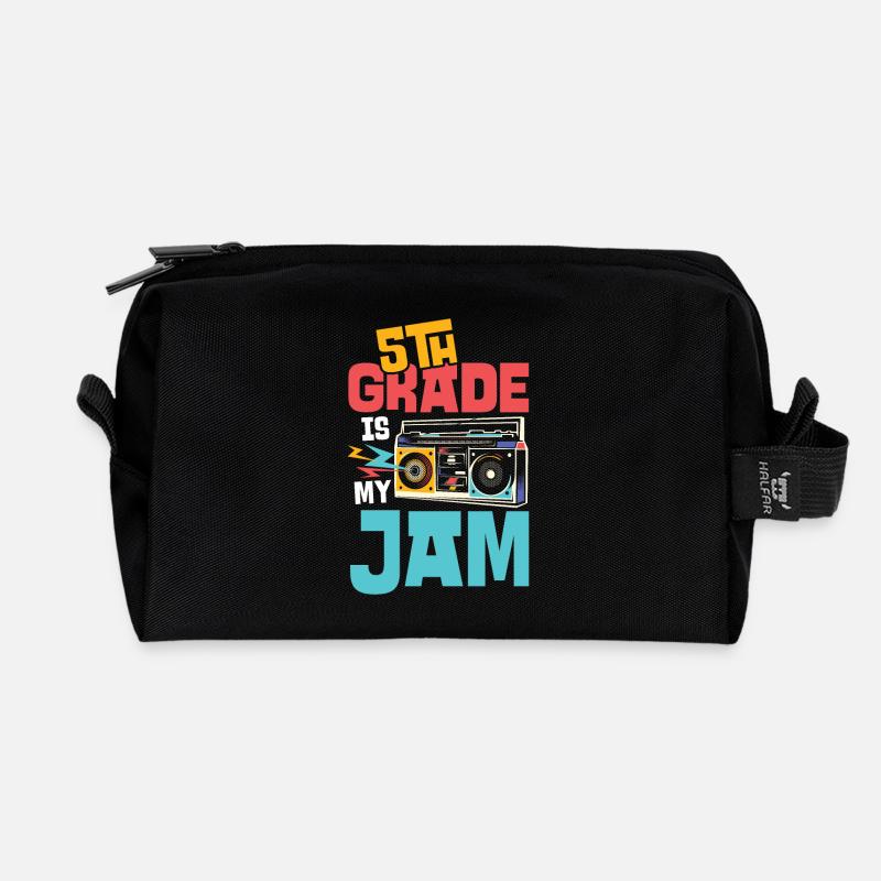 5. Klasse Musik-Design mit Kassette und Jam - Recycelte Kulturtasche - Schwarz