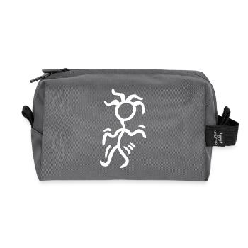 Tanzendes Strichmännchen mit wilden Haaren - Recycelte Kulturtasche - Anthrazit - Vorne