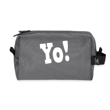 Yo exclamation in bold white font - Recycled Toiletry Zip Bag - anthracite - Front