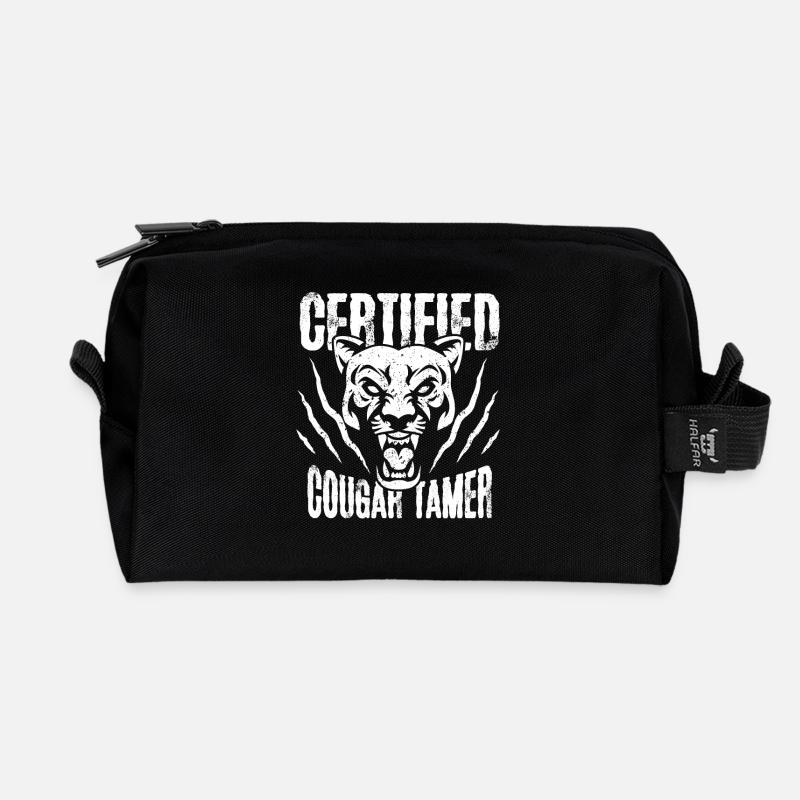 Zertifizierter Cougar-Tamer Grafik - Recycelte Kulturtasche - Schwarz