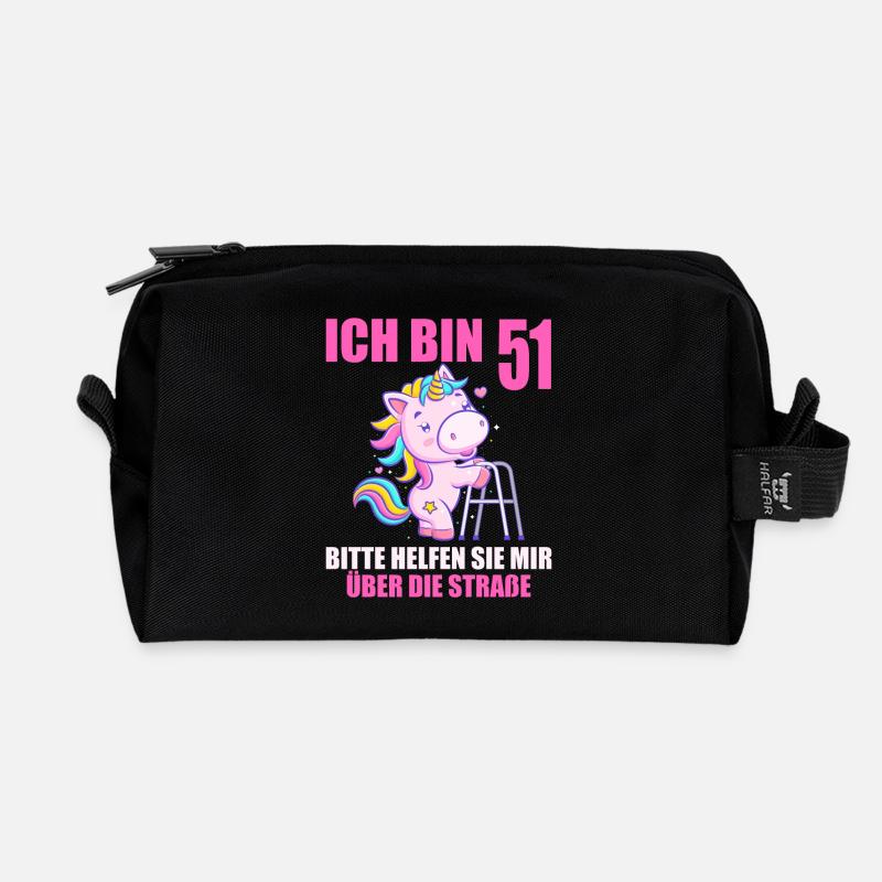 Ich bin 51 Bitte helfen Sie mir über Straße - Recycelte Kulturtasche - Schwarz