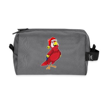 Chapeau de Noël perroquet - Trousse de toilette en tissu recyclé - anthracite - Devant