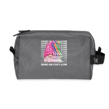 Gnome One Fights Alone Fight Cancer - Recycled Toiletry Zip Bag - anthracite - Front
