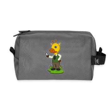 Giraffe Smartphone - Recycled Toiletry Zip Bag - anthracite - Front