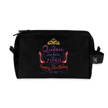 1959 65th Birthday For Women Queen 65 Years Old - Recycled Toiletry Zip Bag - black - Front