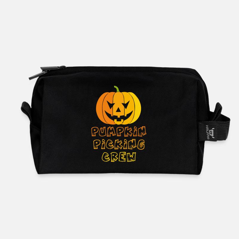 Pumpkin picking crew - Recycelte Kulturtasche - Schwarz