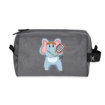 Elephant Tennis Racket - Recycled Toiletry Zip Bag - anthracite - Front