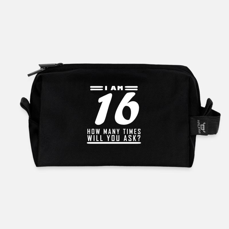 Ich bin 16 – 16. Geburtstag Geschenk - Recycelte Kulturtasche - Schwarz